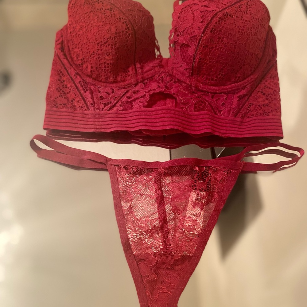 SOLD Victorias Secret Red Lace Bra & thong